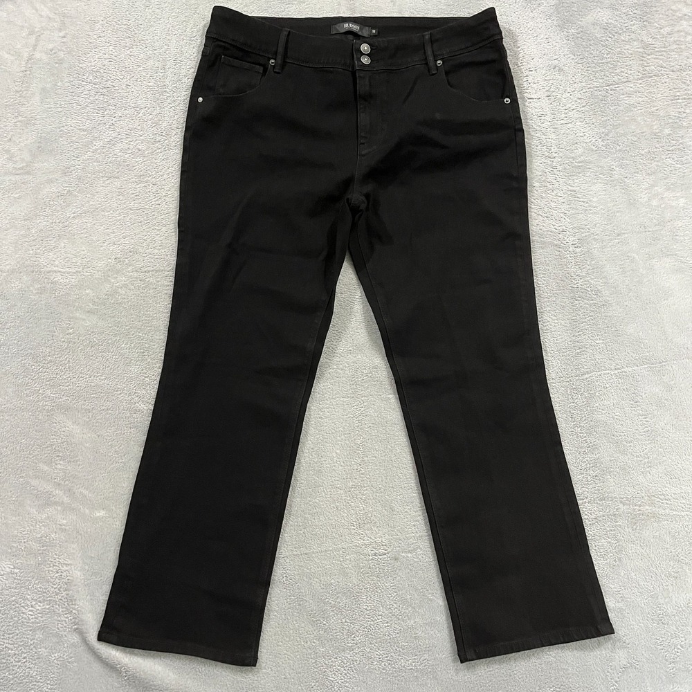 Hudson Jeans Women's 16 High Rise Straight Leg Black Stretch Flap Pocket Grunge